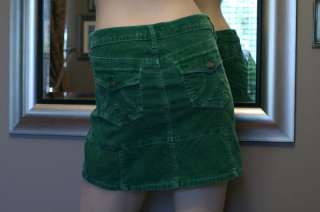 JUICY COUTURE JEANS KELLY GREEN MINI SKIRT FLAP POCKET  