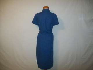 Talbots dress blue linen rayon short sleeves size 2P  