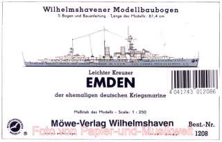 Wilhelmshavener Modellbaubogen 1208 Kreuzer Emden  