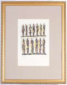 Henry Moore Thirteen Standing Figures Lithograph Printed in Colors 