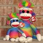   Rainbow Sock Monkey Large 16 Plush Buddy & Beanie Baby Ty Monkeys NEW