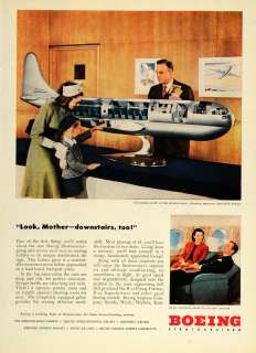 1946 Ad Boeing Stratocruiser Double Deck Lounge Model  