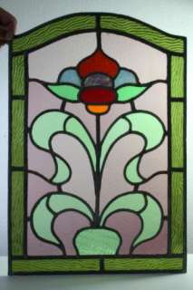 Sechs Jugendstil Bleiglas Fenster florale Motive 59x40  