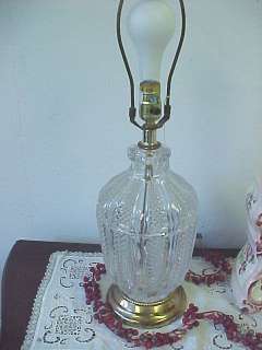 Contemporary Crystal Glass & Brass Table Lamp  