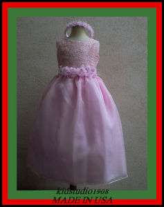 071 NEW PINK WEDDING CHILDREN PAGEANT FLOWER GIRL DRESS SIZE 2 4 6 8 
