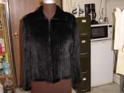 Knitted Woven Sheared CHocolate Brown Beaver Jacket Coat $4500 small 
