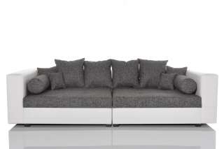 Big Sofa Stella Weiss/Grau Wohnlandschaft mit Struktur  