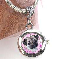 Pug Dog Silver Bracelet European Bead Watch EBA128  