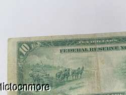 US 1913 $10 TEN DOLLAR BILL FEDERAL RESERVE NOTE 4 D LARGE NOTE 