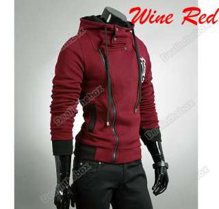 New Mens Fashion Slim Top Designed Hoodie Winter Coat Jacket 3 Color 