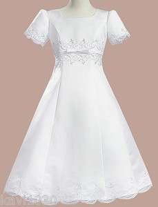   Communion Dress Satin Embroidered With Beadwork. 7 8 10 12 14  