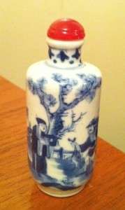 Museum Quality Porcelian Blue and White Snuff Bottle  