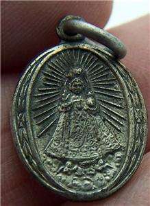 Antique Silver Scapular Medal Infant Of Prague Jesus  