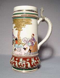 Antique Beer Stein Ceramic Matthias Girmscheid, 19th c.  