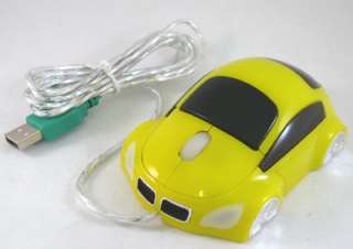 Car Shape Optical USB PC Laptop Computer Mouse yellow  