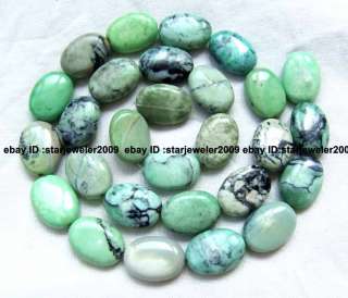 green natural10x14mm grass Turquoise oval flat Beads 16  