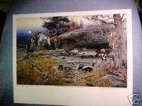 Cowboy Trapper w/ Pack Horse SKUNK Tent Print RUSSELL  