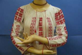   SILK Hand Embroidered ROMANIAN Folk Ethnic Top Blouse Costume  