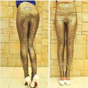 New Fashion Women Gold Lepoard Print High  Waist Legging size XS S M L