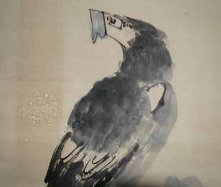 J354Chinese Scroll Painting of Eagle by Li Kuchan  
