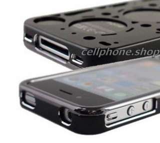   BLACK Aluminum Case + Carbon Fiber Sticker for iPhone 4 / 4S  