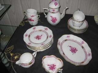 HEREND* MOCHA   / MOCCASET for 6 pers, in pink Apponyi /Chinese 