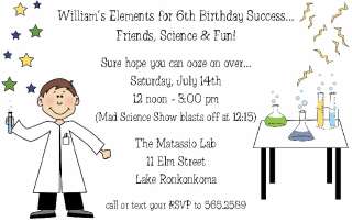   Birthday Party Invitation Pick Blonde or Brunette Mad Scientist Lab
