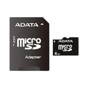  New ADATA 4 GB Microsd With Full Size SD Adapter Retail 