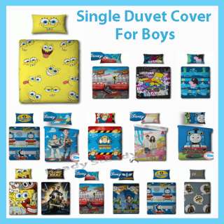 TV & DISNEY CHARACTER SINGLE DUVET COVER4 BOYS JUNIOR  