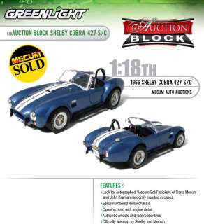 GreenLight Mecum Auction 1966 Shelby 427 S/C Cobra NIB  
