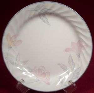 Corelle Pink Trio Salad Plate Pink Flowers Gray Leaves  