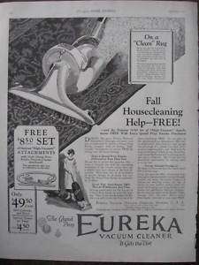 1925 Eureka Vacuum Cleaner Ad Full Page rare  