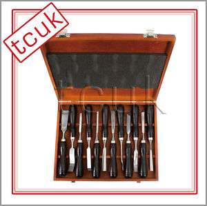 12PC PROFESSIONAL WOOD CARVING CHISEL SET w WOODEN CASE  