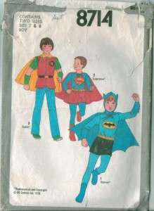 Vintage Simplicity Batman Superman Super Heroes Costume Sewing Pattern 