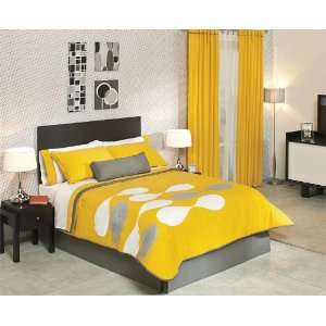 Gray Yellow White Comforter Sheet Bedding Set Queen 9 Pcs  