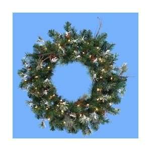  30 Pre Lit Frosted Artificial Christmas Wreath with Pine 