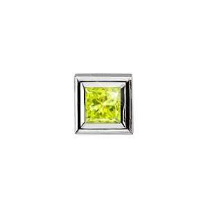   White Gold Pendant with Greenish Yellow Diamond 2 carats Princess cut