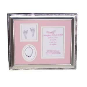 Personalized Sterling Silver Baby Girl Picture Frame  Pink  