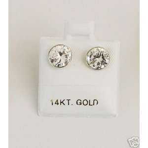  14k White Gold Bezel Cz Stud Earrings 3.50Ctw Everything 