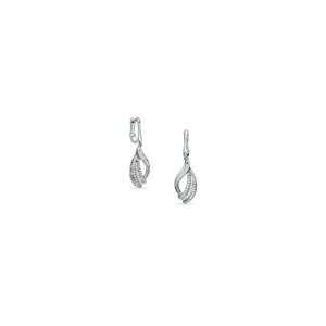  ZALES Baguette and Round Diamond Drop Earrings in Sterling 