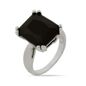Large Simple Emerald Cut Onyx Cocktail Ring Length 5 (Lengths 5 6 7 8 