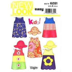  New Look 6281 Sewing Pattern Toddlers Applique Dress and Hats 