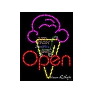Open (Ice Cream Cone) LED Business Sign 26 Tall x 20 Wide x 1 Deep