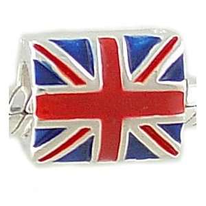 Enamel on Sterling Silver UNION JACK Flag of England Bead fits PANDORA 