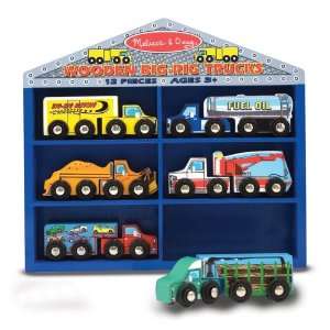    Melissa & Doug Deluxe Wooden Big Rig Trucks Set Toys & Games