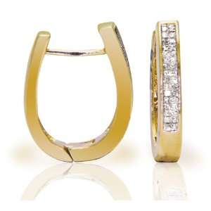 Gold Invisible Set Princess Diamond Hoop Earrings (1/2 cttw, H I Color 