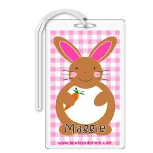  Personalized Baby Girl Pink Gingham Diaper Bag Tag 