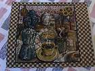 COFFEE GRINDER BAGELS SWEETS pillow panel fabric   B