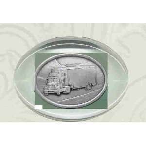  18 Wheeler Truck Oval Glass Paperweight