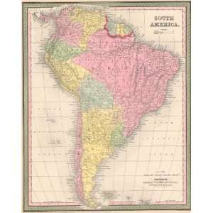  Mitchell 1850 Antique Map of South America Office 